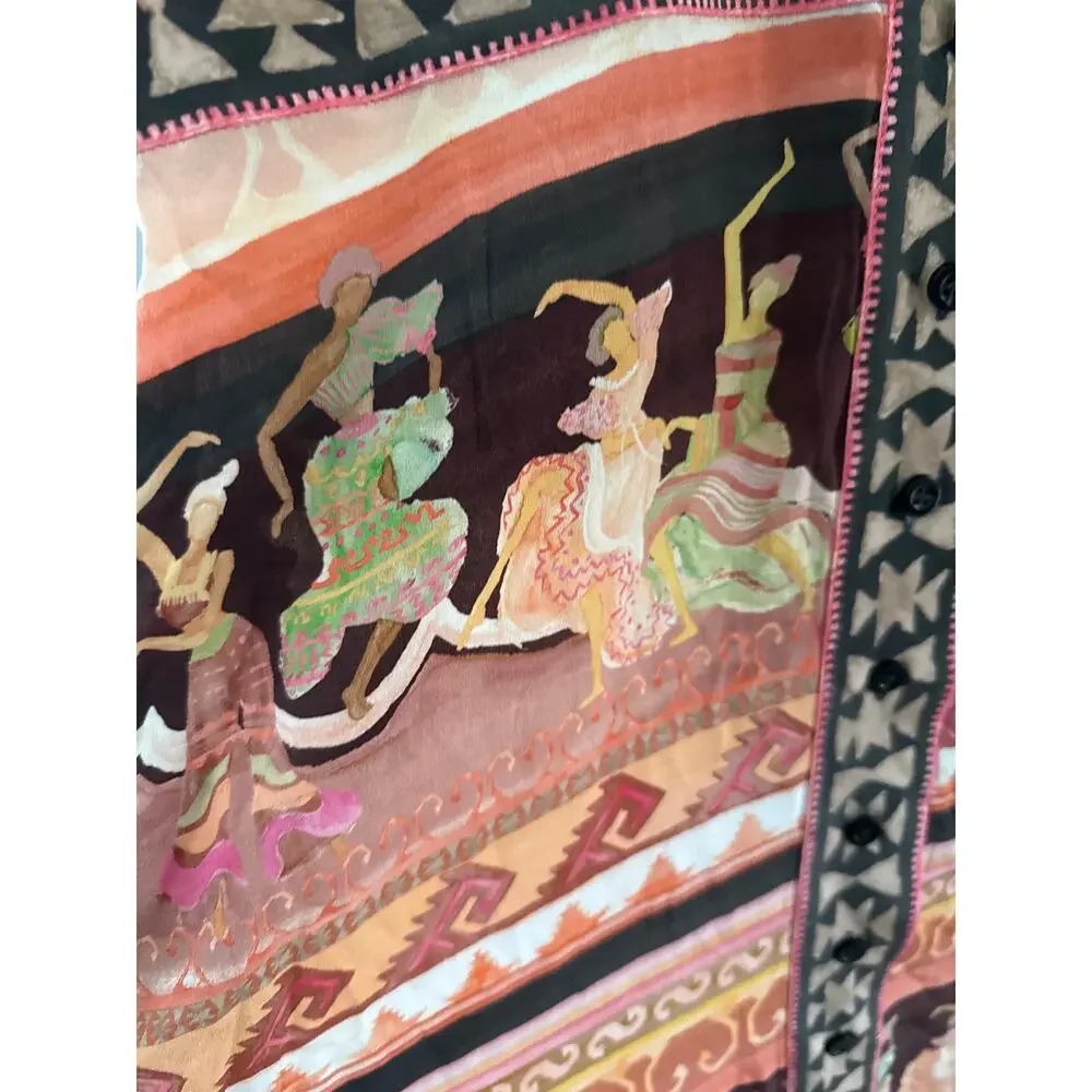 Peach Multi Printed Maxi Shirt Dress - Picture 15 of 16